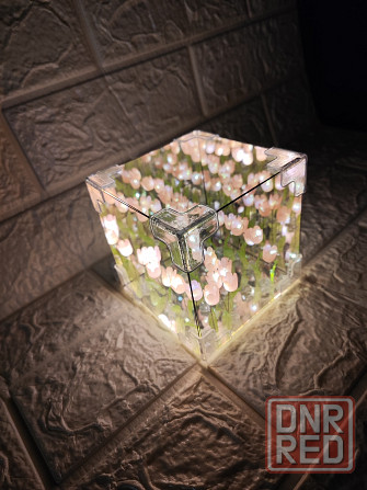 Светящийся зеркальный ночник куб бесконечные тюльпаны (с led гирляндой) Донецк - изображение 3