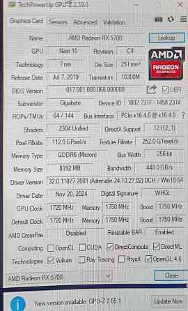 Видеокарта RX 5700 ддр6 Донецк