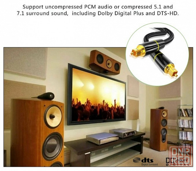 Цифровой оптический аудиокабель Toslink CREST AUDIO 1.5 метра Донецк - изображение 4