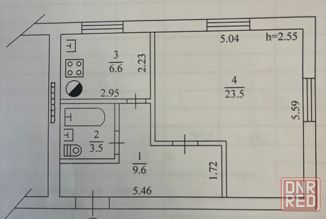 Продам крупногабаритную 1-комнатную квартиру,пр.Киевский.ост.ш.Засядько Донецк - изображение 1