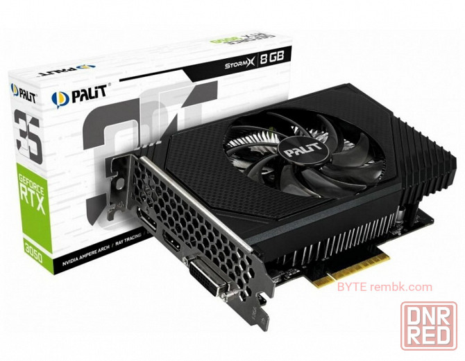 Видеокарта palit rtx3050 stormx 8gb (ne63050018p1-1070f) gddr6 128bit dvi hdmi dp gddr6 128bit dvi h Макеевка - изображение 1