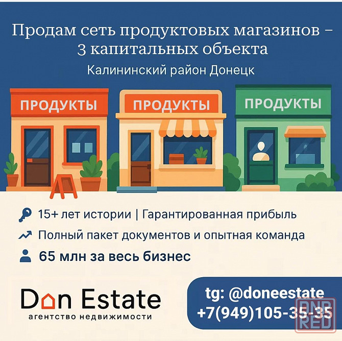 Продам 3 отдельно стоящих продуктовых магазина одной сети Донецк - изображение 1