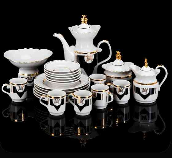 Сервиз кофейный "Пегас", винтаж, 20 предметов, фарфор Макеевка