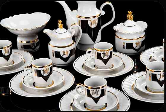 Сервиз кофейный "Пегас", винтаж, 20 предметов, фарфор Макеевка