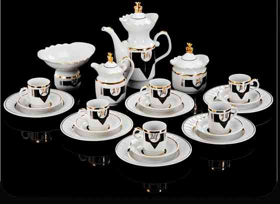 Сервиз кофейный "Пегас", винтаж, 20 предметов, фарфор Макеевка