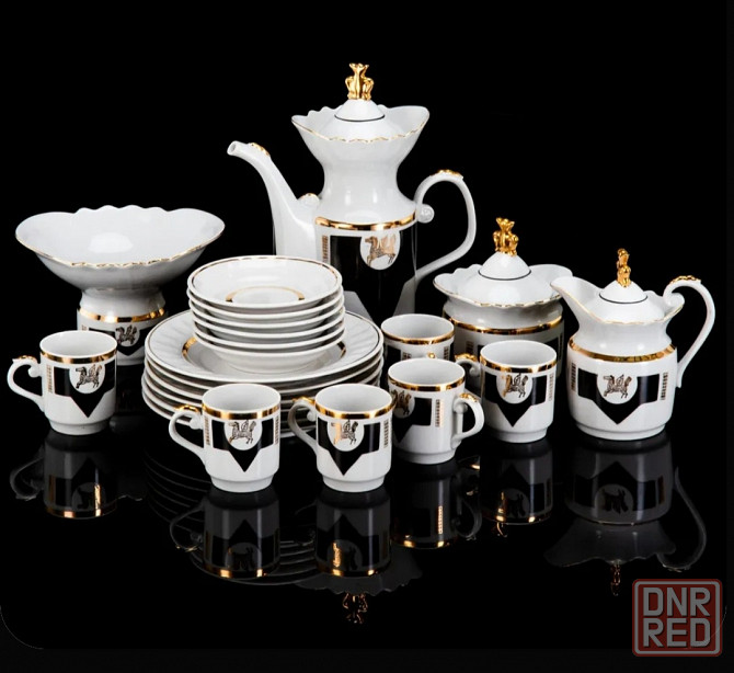 Сервиз кофейный "Пегас", винтаж, 20 предметов, фарфор Макеевка - изображение 1