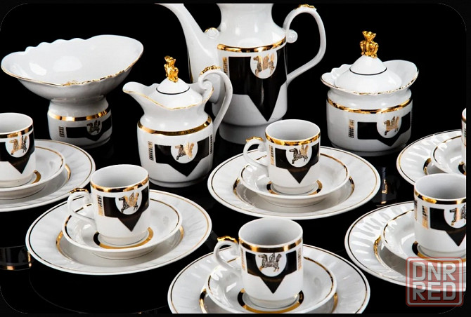 Сервиз кофейный "Пегас", винтаж, 20 предметов, фарфор Макеевка - изображение 3