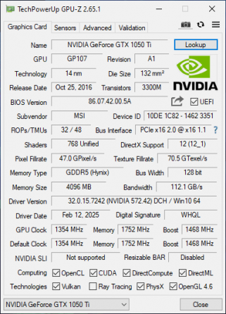 MSI GeForce GTX 1050 Ti Gaming X 4Gb Донецк