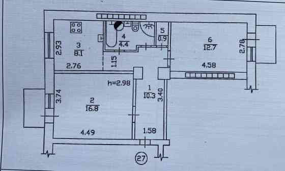 Продается 2-комнатная крупногабаритная квартира, сталинка, пр.Театральный. Донецк