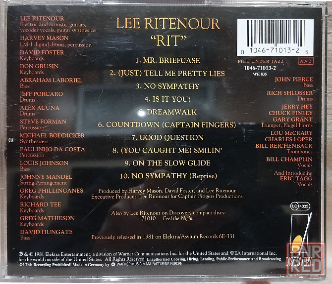 Фирменный CD: Lee Ritenour (1981) Rit Макеевка - изображение 2