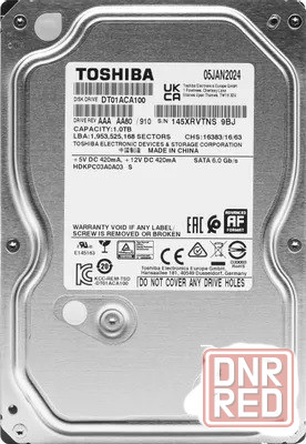 Жесткий диск Toshiba 1Tb, DT01ACA100, HDD, SATA III, 3.5" Донецк - изображение 1