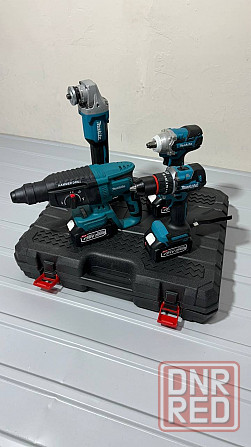 Набор Makita 4 в 1 Перфоратор + Шуруповёрт + ушм (болгарка) + Гайковёрт аккумуляторные Донецк - изображение 1