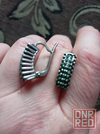 Серебряные серьги 925 пробы с фианитами. Кольцо продано. Донецк - изображение 4
