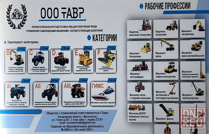 Обучаем на тракторные категории: B, C, D, E, F, AI, AII Мелитополь - изображение 1