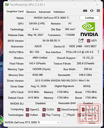 Видеокарта ASUS TUF Gaming GeForce RTX 3060 Ti V2 OC Edition 8GB Донецк - изображение 5