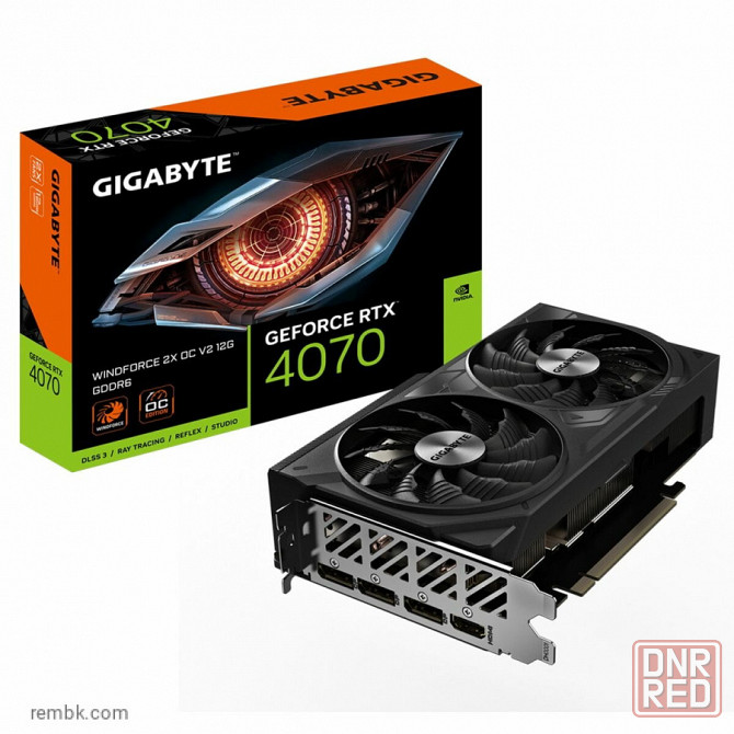 Видеокарта Gigabyte RTX4070 WINDFORCE 2X OC V2 12GB GDDR6 192bit 3xDP HDMI 2FAN RTL по доступной цен Макеевка - изображение 1