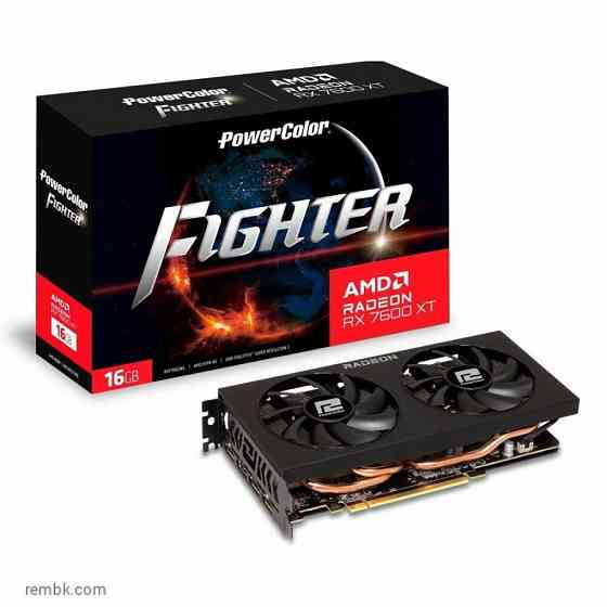 Видеокарта PowerColor RX7600XT Fighter 16GB GDDR6 128bit 3xDP HDMI 2FAN RTL Макеевка
