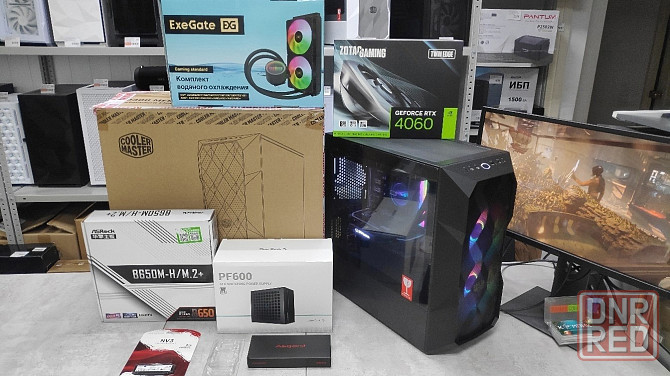 Мощный игровой системный блок (Ryzen 5 8400F / DDR5-5600 32Gb / NVME_1Tb / RTX 4060 8Gb / 600W) Харцызск - изображение 1