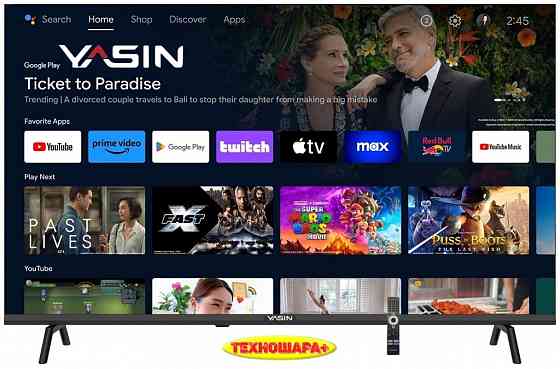 43" тв Yasin LED-43G11K. FullHD|Smart|Android11/GoogleTV|HDR|Голос Донецк