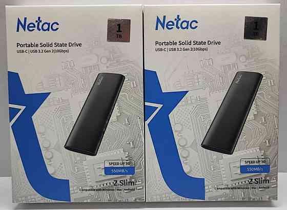 Внешний SSD Netac Z SLIM 1TB USB 3.2 Gen2 Type-C, Металлический корпус (NT01ZSLIM-001T-32BK) Донецк
