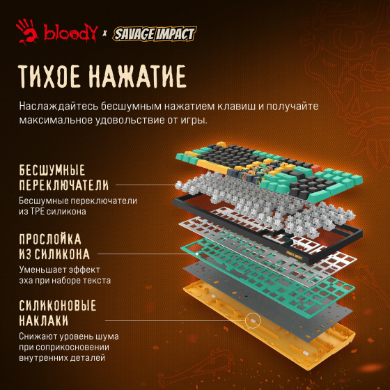 Игровая механическая клавиатура A4Tech Bloody AT98 Renegade, игровые клавиши, подсветка LED (AT98) Макеевка