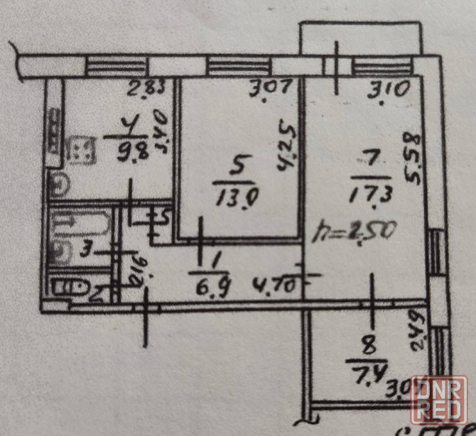 Продаётся 3-х комн.квартира 57,5 кв.м. Мариуполь - изображение 1