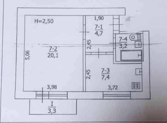 Продам крупногабаритную 1 ком. кв-ру в центре Гвардейки Макеевка