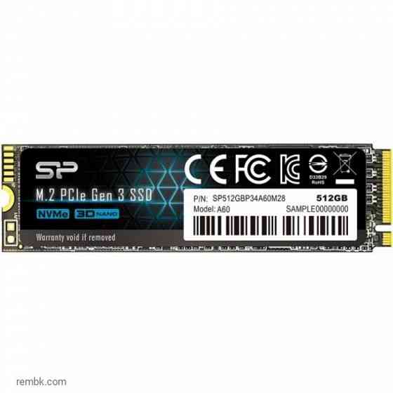 Ssd диск silicon power siliconpower m.2 p34a60-series 512 gb pci-e 3.0 x4 3d nand (sp512gbp34a60m28) | Гарантия Макеевка