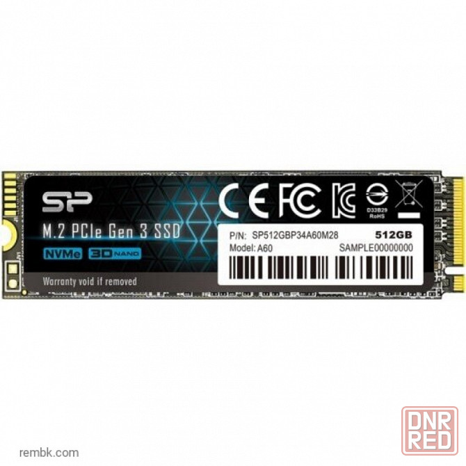 Ssd диск silicon power siliconpower m.2 p34a60-series 512 gb pci-e 3.0 x4 3d nand (sp512gbp34a60m28) | Гарантия Макеевка - изображение 1