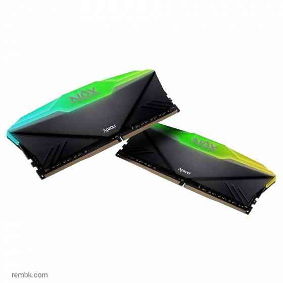 Модуль памяти apacer ddr4 3600 16gb dimm nox rgb black gaming memory ah4u16g36c25ynbaa-2 non-ecc, cl18, 1.35v, kit (2x8gb), intel xmp 2.0, heat sink,  Макеевка