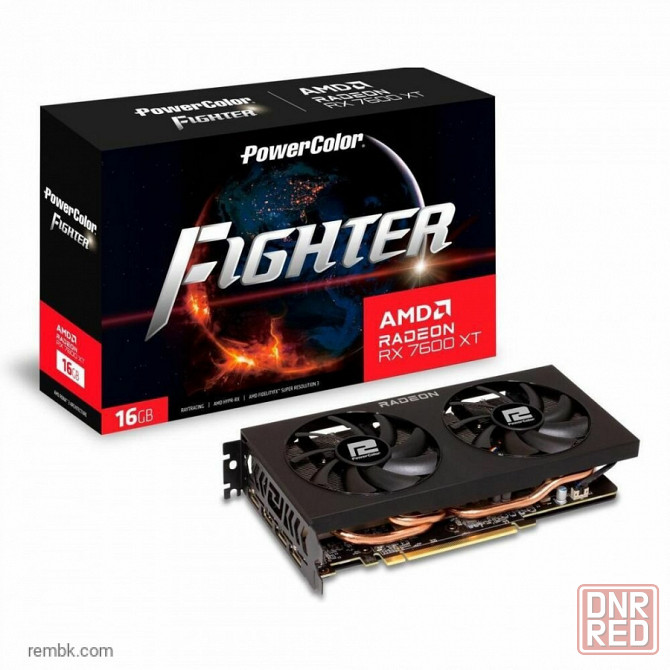 Видеокарта PowerColor RX7600XT Fighter 16GB GDDR6 128bit 3xDP HDMI 2FAN RTL Донецк - изображение 1