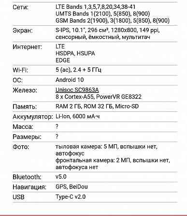 Планшет TECLAST P20 Донецк