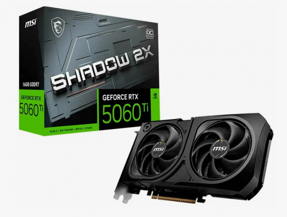 Видеокарта NVIDIA GeForce RTX 5060 Ti (16GB GDDR7) MSI Shadow 2X Донецк