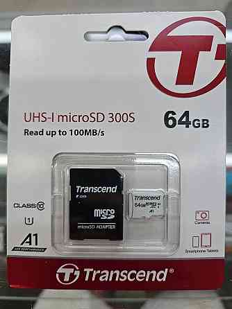 Карта памяти microSDXC 64Gb Transcend 300S Class 10 UHS-I U1 + adapter (TS64GUSD300S-A) Донецк