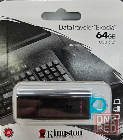 USB-флешка Kingston 64GB USB3.2 Gen 1 DataTraveler Exodia (Black + Teal) Донецк - изображение 1