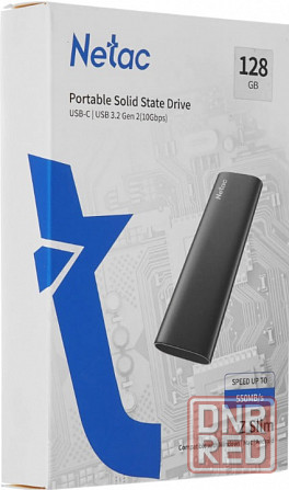 128Gb Внешний SSD Netac Z SLIM (USB3.2, up to 520/480MBs, 100х29.5х9mm, Black Донецк - изображение 1