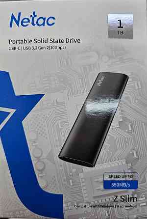 1Tb Внешний SSD Netac Z SLIM (USB3.2, up to 520/480MBs, 100х29.5х9mm, Black) Донецк