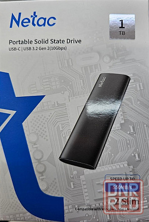 1Tb Внешний SSD Netac Z SLIM (USB3.2, up to 520/480MBs, 100х29.5х9mm, Black) Донецк - изображение 1