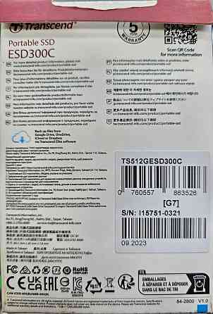 512Gb Внешний SSD Transcend USB-C 512GB TS512GESD300C ESD300 голубой (Type-C) Донецк