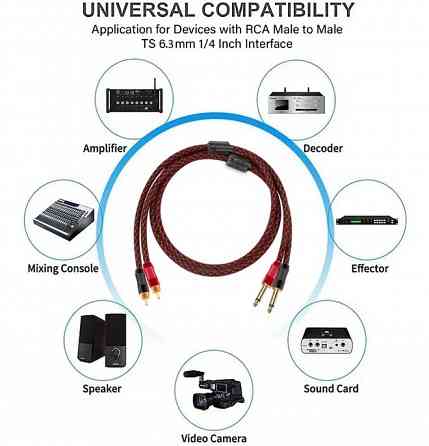 Аудио кабель CREST AUDIO jack 6,3 мм -2RCA Донецк
