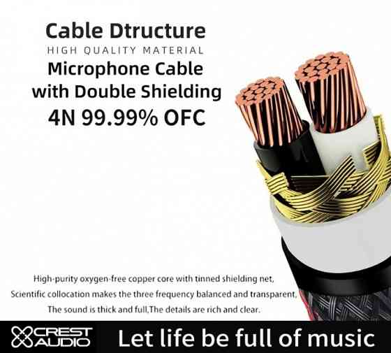 Аудио кабель CREST AUDIO jack 6,3 мм -2RCA Донецк