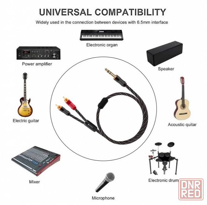 Аудио кабель CREST AUDIO Jack 6,3 мм - 2RCA Донецк - изображение 3