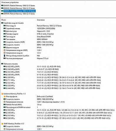 DDR3 32Gb - DDR3 8Gb + 8Gb + 8Gb + 8Gb 1866MHz CL10 (PC3-14900) Patriot Игровая память PV316G186C0K Донецк