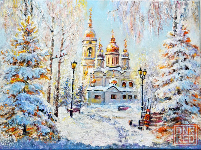 "Собор в зимний солнечный день". Живопись. Донецк - изображение 1