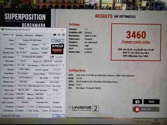 Видеокарта Asus RX 580 Dual 8GB OC Шахтерск
