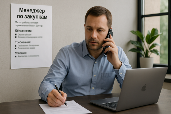 Требуется Менеджер по закупкам в строительную фирму Донецк