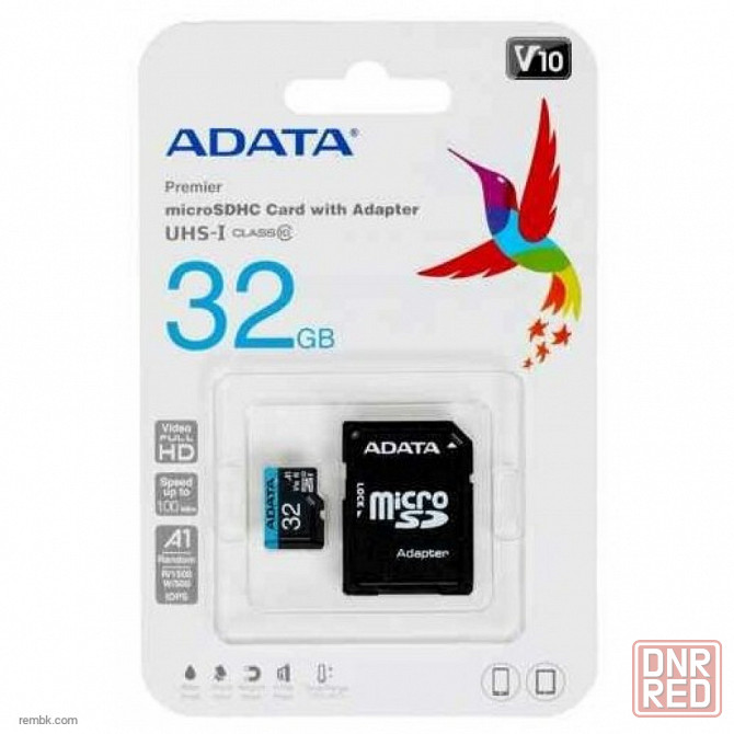 ADATA Карта памяти 32ГБ ADATA AUSDH32GUICL10A1-RA1 microSDHC UHS-I Class10 + адаптер |Гарантия Макеевка - изображение 1