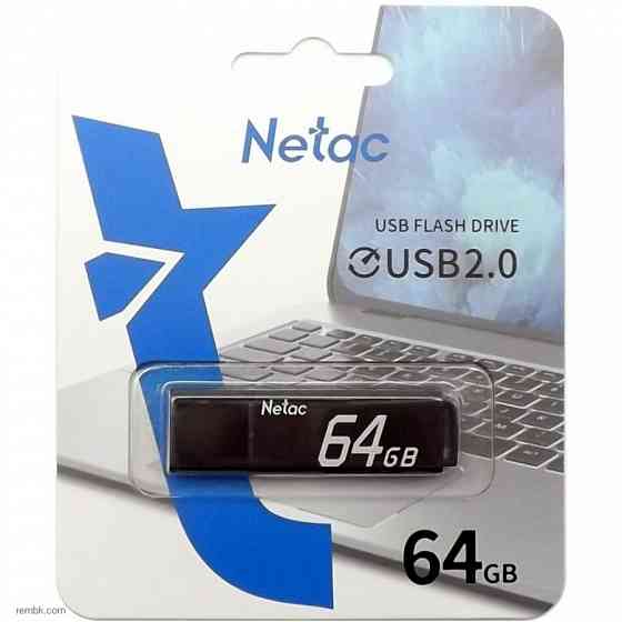 Накопитель USB 2.0 64Гб Netac U351 (NT03U351N-064G-20BK), черный |Гарантия Макеевка