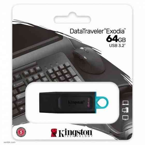Накопитель USB 3.2 64GB Kingston DataTraveler Exodia DTX/64GB Gen 1 Black/Teal |Гарантия Макеевка