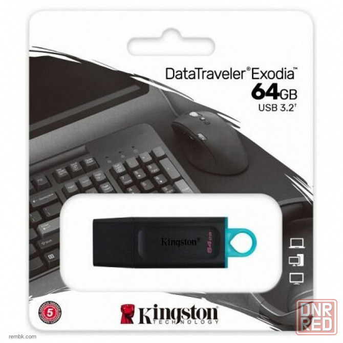 Накопитель USB 3.2 64GB Kingston DataTraveler Exodia DTX/64GB Gen 1 Black/Teal |Гарантия Макеевка - изображение 1